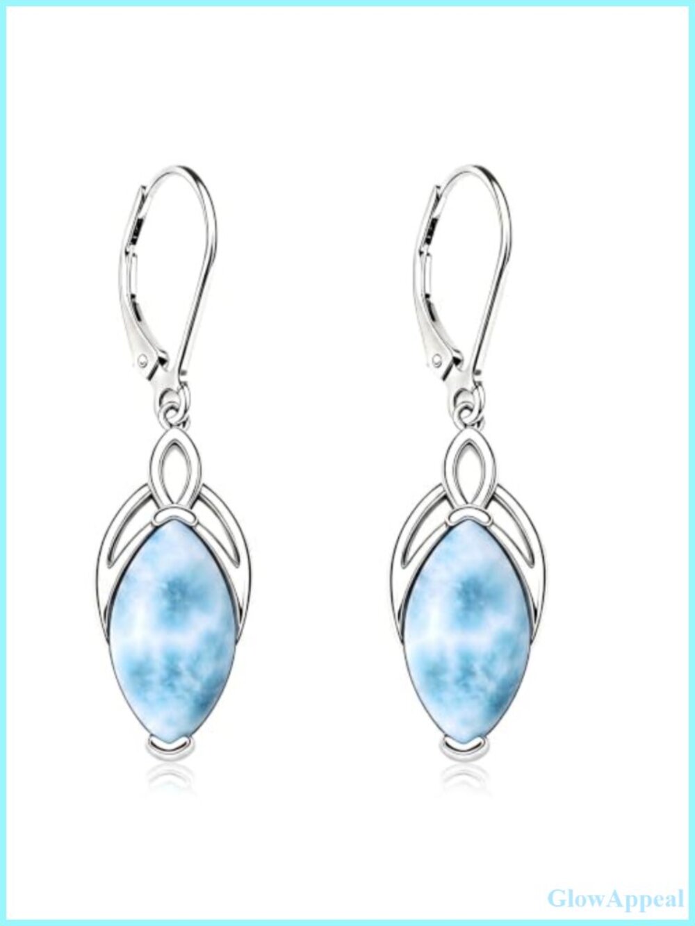 Sterling Silver Celtic Leverback Dangle Earrings Natural Stone Women Jewelry